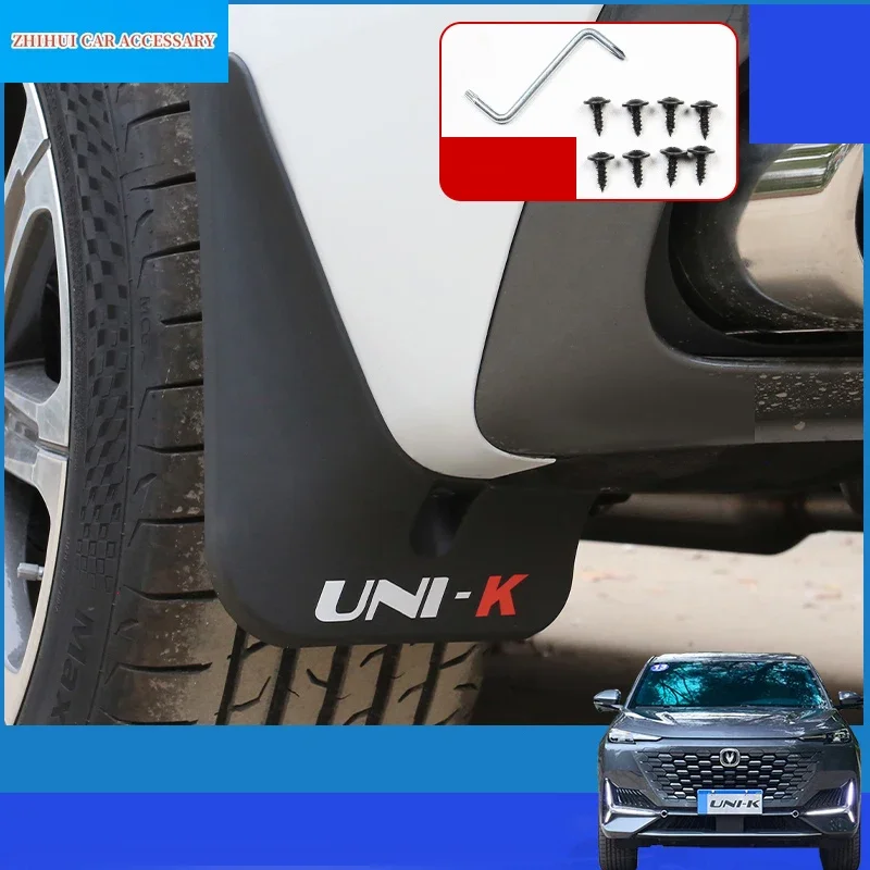 Car Mudguards Plastic Fender Cover Flares Splash Guard Cover Exterior Mud Flaps For Changan UNI-K UNIK 2021-2024 Accessories