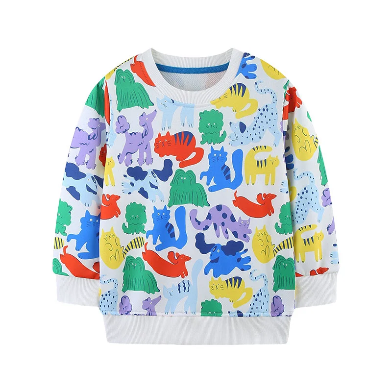 

2025 New Models 2-7T 95% Polyester Animals Printed Boys Sweatshirts Children's Shirts Long Sleeve Kids Autumn Spring Clothes