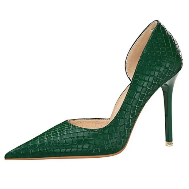 مثير الأفعى نمط رقيقة عالية الكعب النساء الرجعية الضحلة مكتب أحذية جديدة 2026 الأحذية موضة أشار تو مضخات أحذية التعري #2