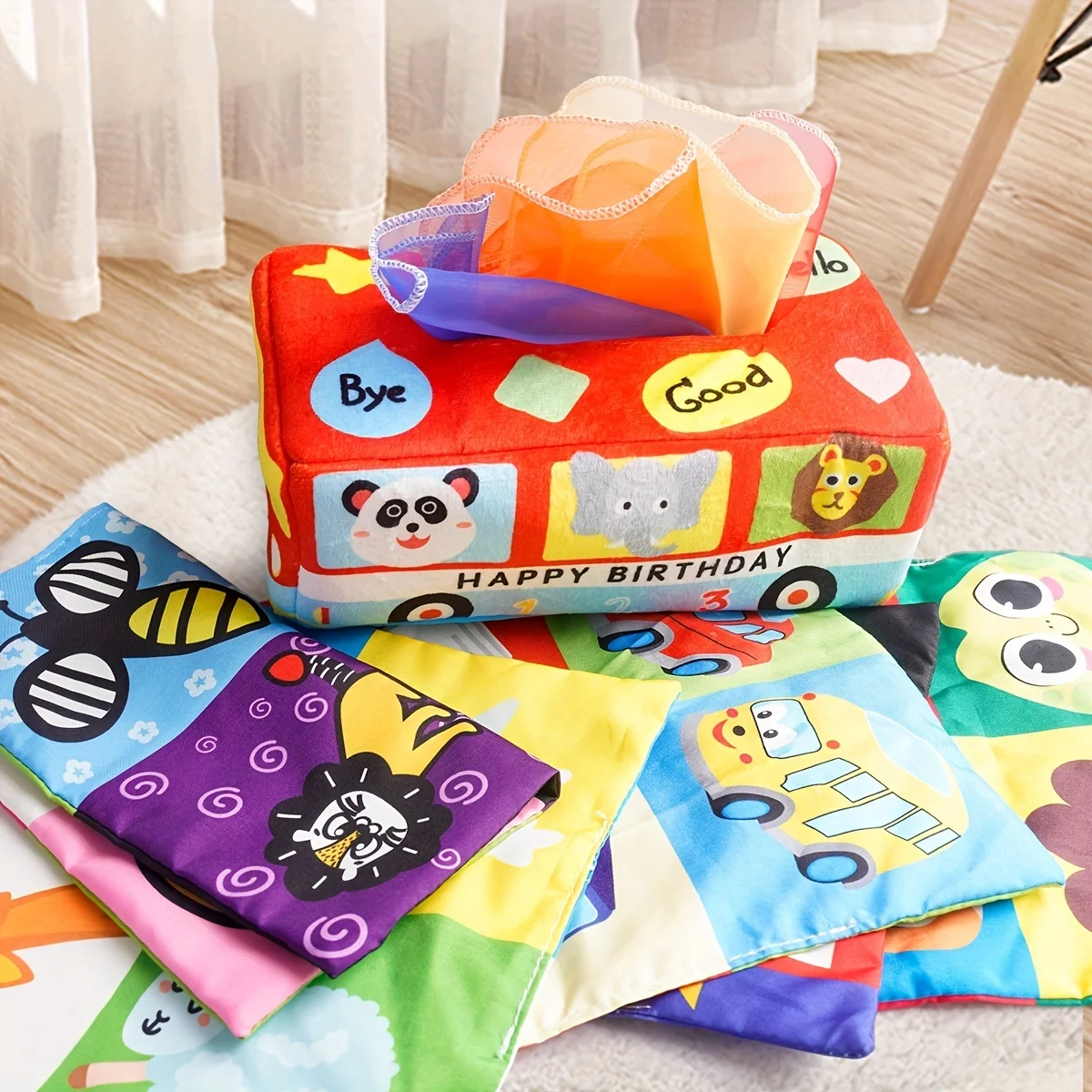 Giocattoli Montessori Scatola per fazzoletti per bambini Carta morbida Esercizio per dita per bambini Attività di apprendimento educativo Giocattolo di peluche sensoriale per giochi per bambini