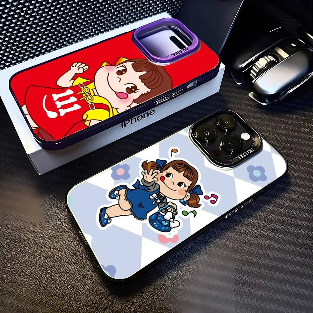 

F-Fujiya Milky Peko-Chan Phone Case For iPhone 16,15,14,13,12,11,Mini,Pro,MAX Purple Matte Shockproof Cover