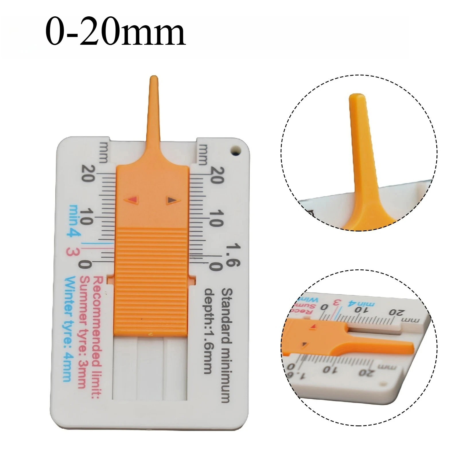 1pc Tire Pattern Ruler Scale Tread Depth Gauge 0-20mm Plastic Tyre Tread Depth Gauge Caliper Checking Tyre Tread Tool