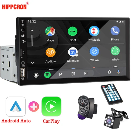 Radio de coche de 7 pulgadas, 1 Din, Carplay, Android, reproductor Multimedia para coche, pantalla táctil HD, entrada FM AUX, Bluetooth MirrorLink, Autoradio Universal