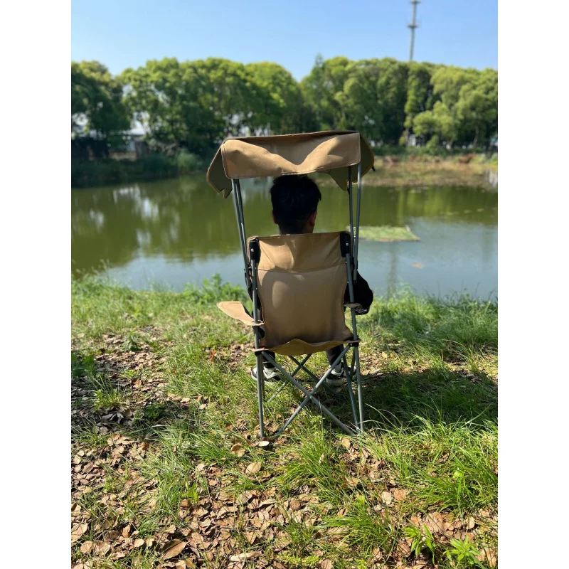 Fishing Chair Beach Chair Outdoor Camping Folding Chair Sunshade Chair Portable Sunshade Barbecue Picnic Leisure Chair