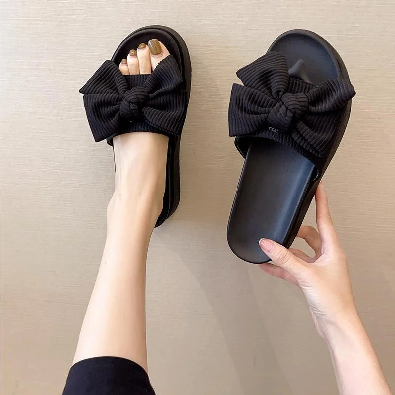 

Black Knot Slippers Women's Summer Outdoor Wear 2024 New Thick Bottom Anti-slip High-End Feeling Sandals