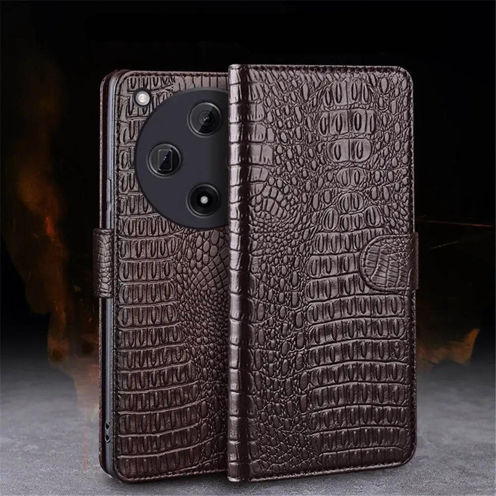 

Premium Natural Cowhide Crocodile Flip Case for OPPO Find X8 Ultra X7 X6 Business Cover