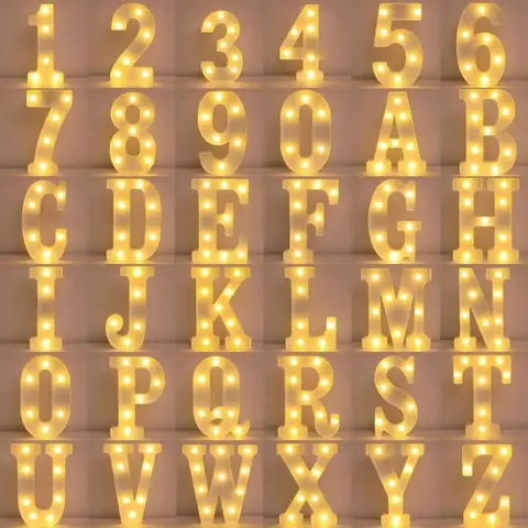 1PC 21.8cm LED 문자 조명, 빛나는 문자 및 숫자 야간 조명, 가정, 바, 결혼식, 생일 파티 장식에 적합