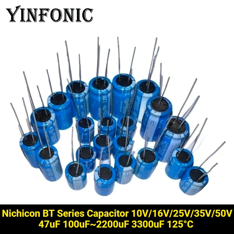 Nichicon BT سلسلة مكثف 10V/16V/25V/35V/50V 47 فائق التوهج 100 فائق التوهج ~ 2200 فائق التوهج 3300 فائق التوهج 125 ° C مكثفات كهربائية من الألومنيوم عالية الدقة #1