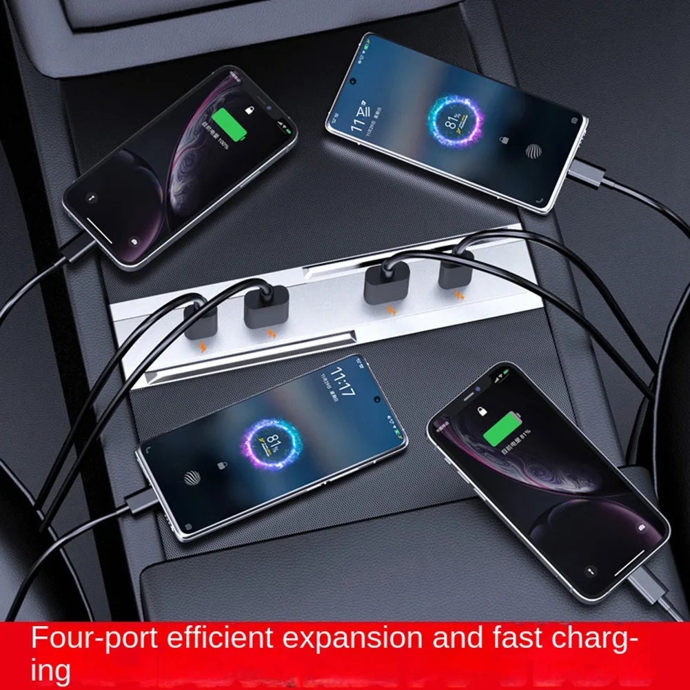 ELECT-Suitable For Tesla 2024 Happy Edition Car Docking Station Model 3 Central Control One-To-Four Fast Charging Console Hub Pa