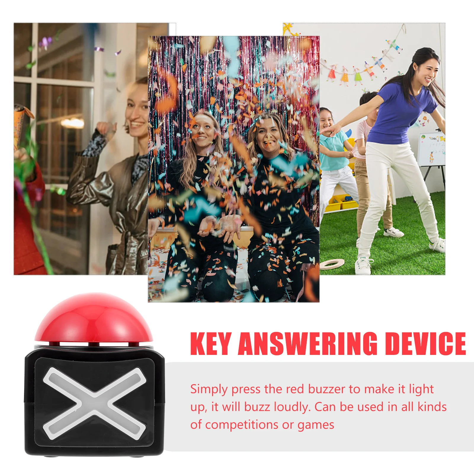 Answer Home Quiz Buzzer Alto Jogo Show Responder Som e Luz Botão Chave Plástico Brilhante