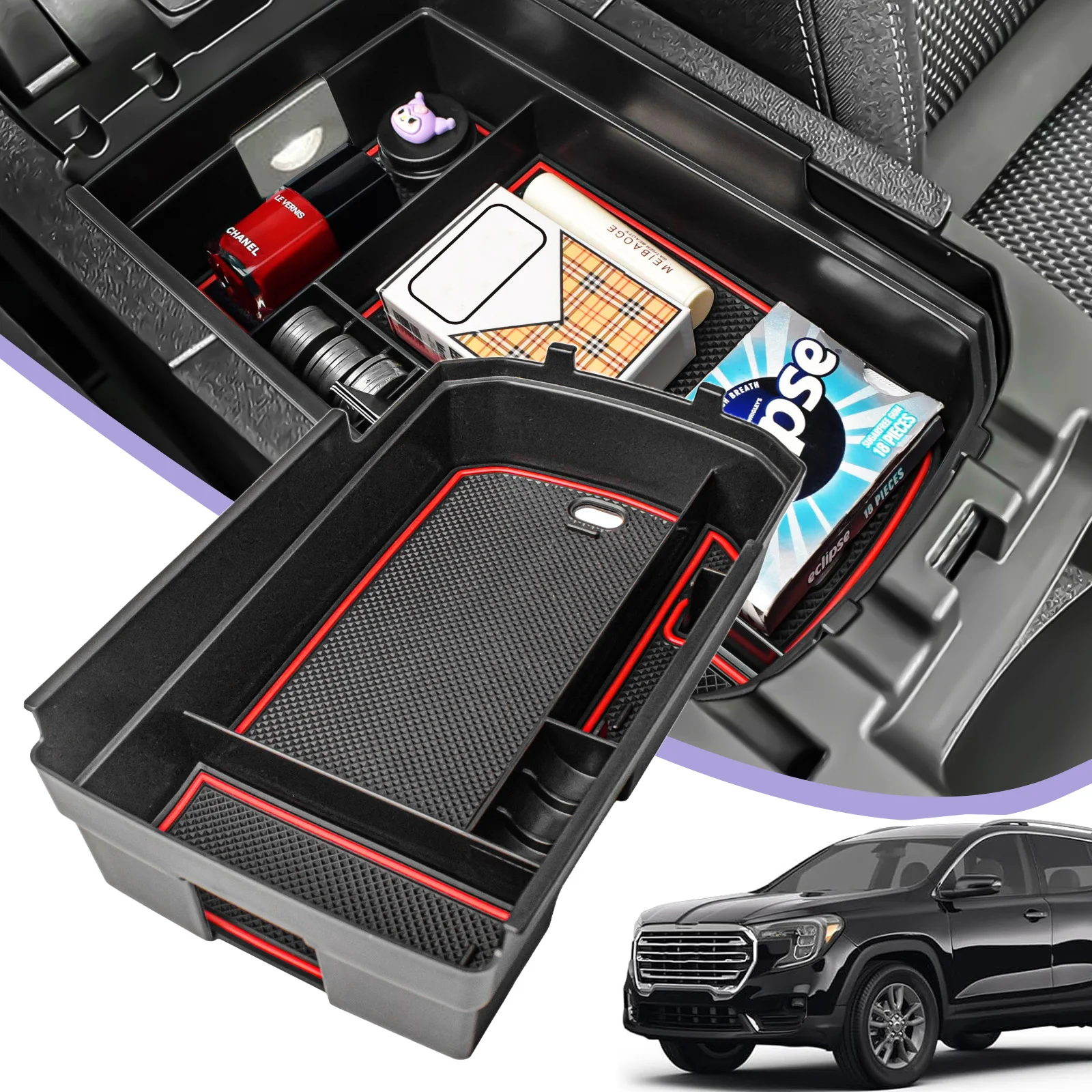 

For GMC 2018-2024 Terrain Center Console Storage Box Armrest Secondary Car Organizer Storage Coin Holder Tray ABS Accessories