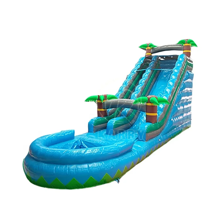 

China palm tree theme cheap water park slides inflatable water slide pool for sale