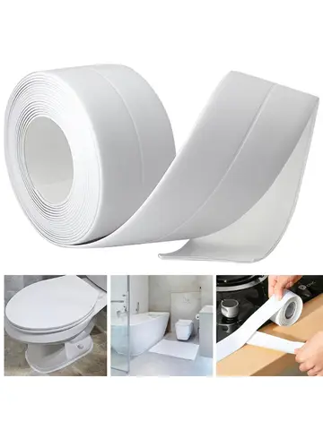 3.2M Self-adhesive Sink Edge Caulk Tape PVC Oil-Proof Kitchen Waterproof Bathroom Toilet Corner Wall Sticker Sealing Tape