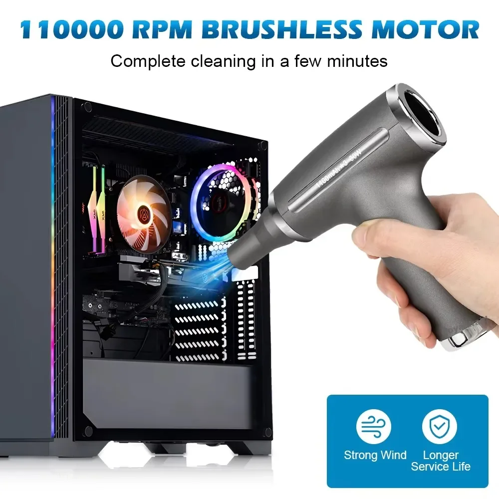 Mini Multifunctional Electric Air Duster Hair Dryer Poweful Cleaning Machine for Keyboard Car Vacuum Portable Wireless Handheld