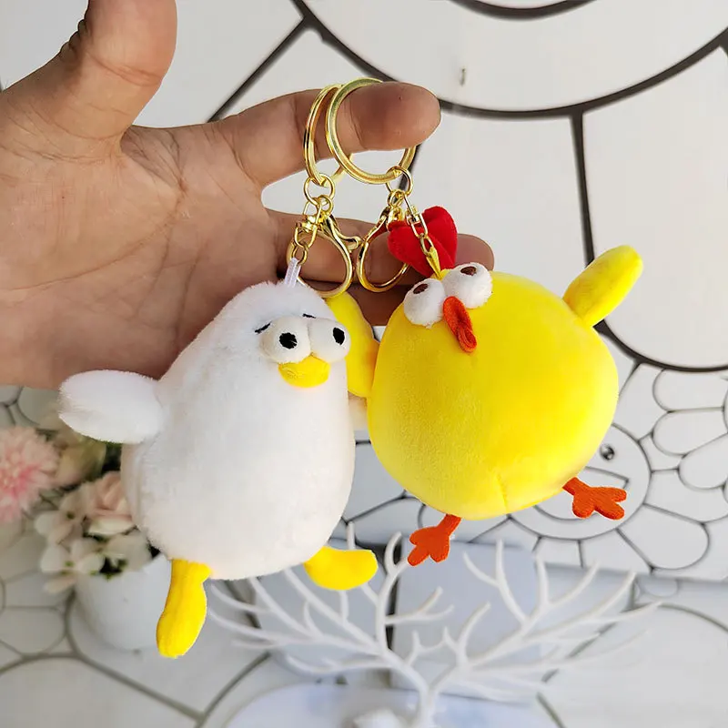 new cute Trendy Cartoon Fat Chicken plush soft doll pendant Expressive funny  Creative  darling keychain  fashione couple gift