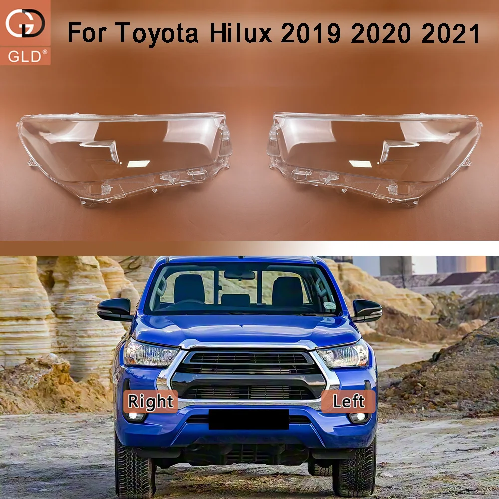 

Car Front Headlight cover For Toyota Hilux 2019 2020 2021 Low Headlamps Plastic Cover Lampshade Headlight Shade Headlamp Shell