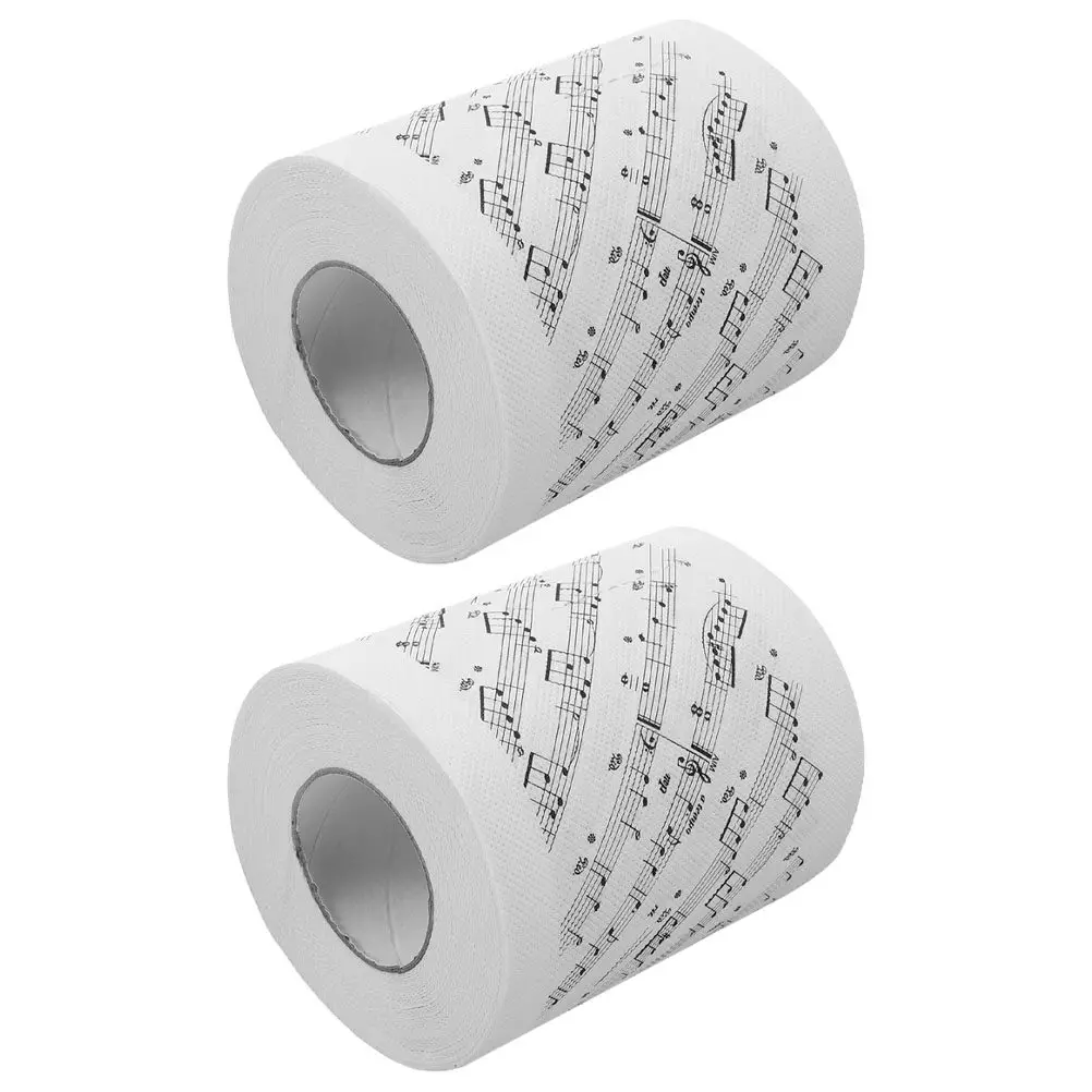 2 Rolls Music Note Printed Soft Toilet Tissue Roll Decorative Bathroom Accessory Novelty Paper Roll Holiday Party Favor Tissue