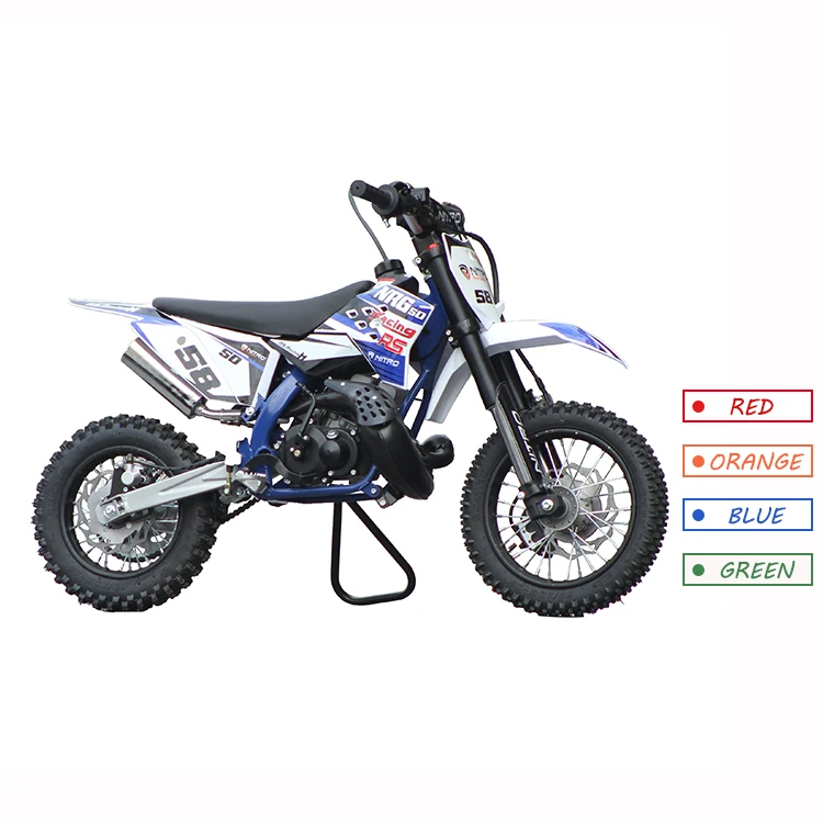 2022 hot selling chain drive hydraulic brake petrol powered 2 stroke engine kids dirt bikes 50cc