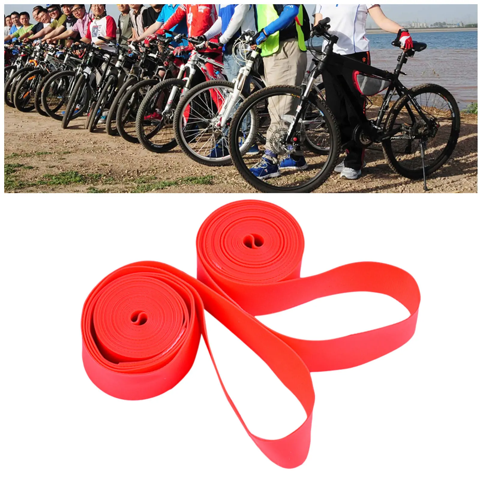 2Pcs 26 Inches X 18mm Red Bicycle Rim Tape Puncture Proof Liner Road Bike Nylon Tire Pad Fatigue Resistance