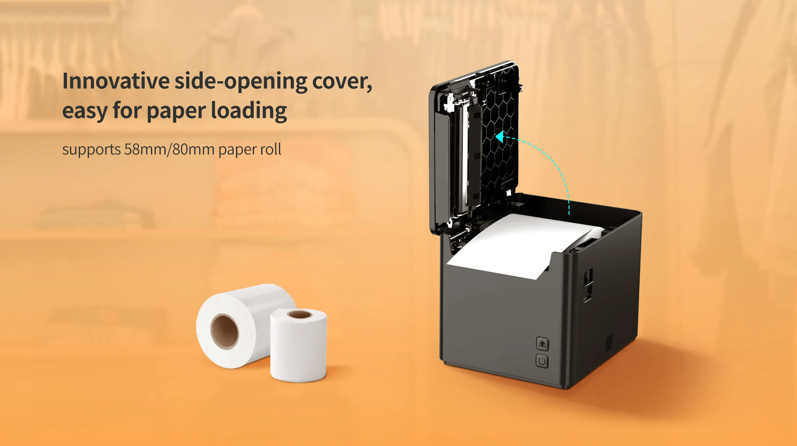 80mm USB+LAN Thermal Receipt Printer Front Paper Design Restaurant Kitchen Printer with Auto Cutter Support Cash Drawer