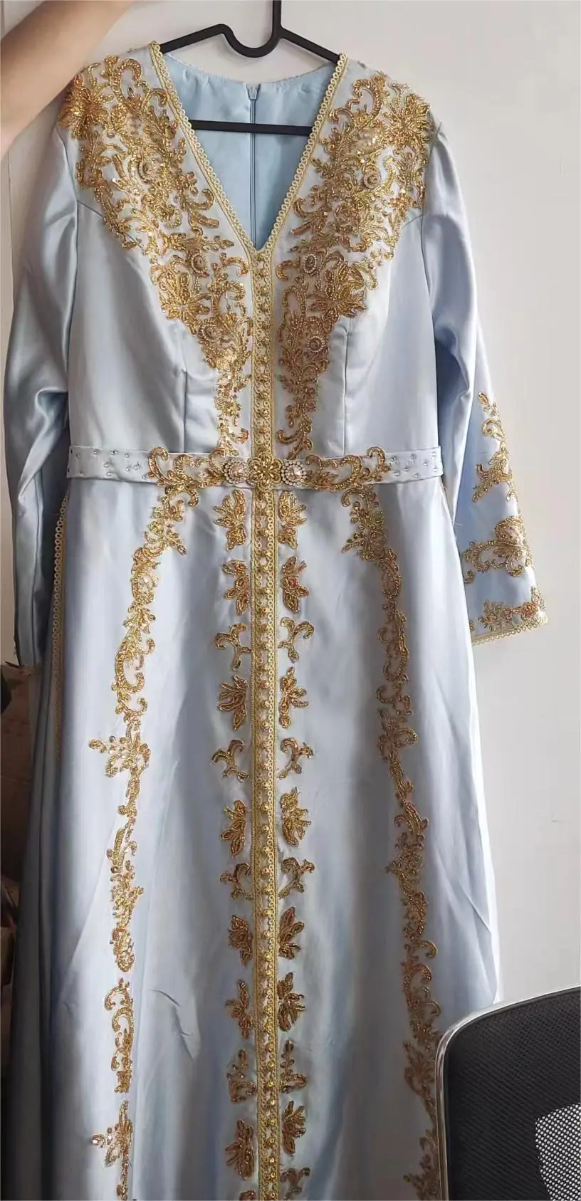 Caftán marroquí personalizado, vestidos de noche con cuentas, trabajo manual, vestido de noche musulmán, Abaya árabe, vestido Formal, bata de velada, плаokubе