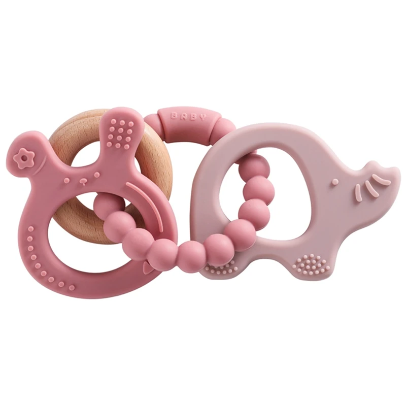 Giocattoli per massaggiagengive in Silicone braccialetto in Silicone senza BPA coniglio elefante giocattolo per la dentizione giocattoli per neonati in Silicone per uso alimentare regalo per bambini