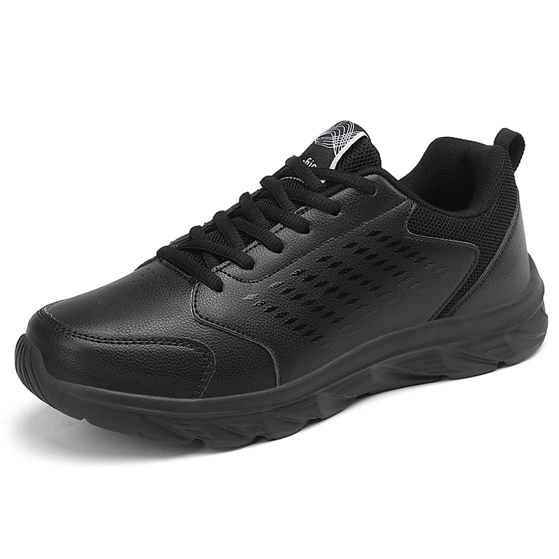 Black Sneakers for Men Hight Quality Casual Sneakers Autumn Leisure Outdoor Non-slip Male Artificial Leather Sports Shoes Size46