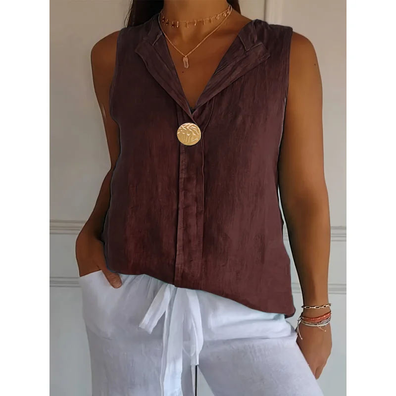 

Топы без рукавов свободного кроя для женщин больших размеров, однотонные, с дизайнерским акцентом