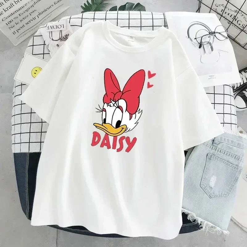 Disney Hip Hop Men's Women's Wear Couples Fashion Mickey Cartoon Letter Print O-Neck Short Sleeve T-shirt Top Loose Street Wear