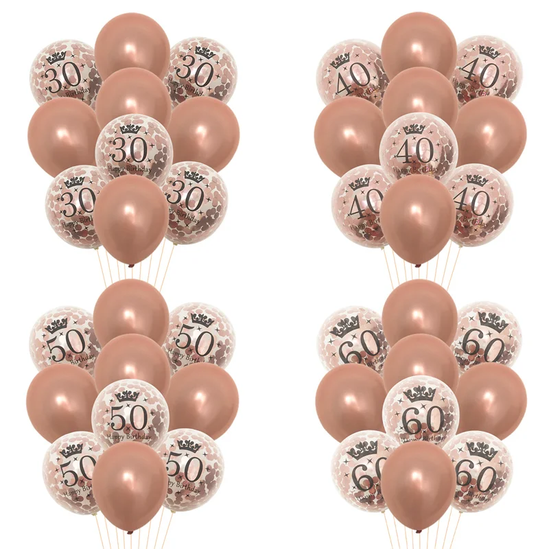 1 Beutel Roségold 12 Zoll 30 40 50 60 Alles Gute zum Geburtstag Konfetti Luftballons Erwachsene 30. 40. 50. 60. Geburtstag Party Jubiläumszubehör