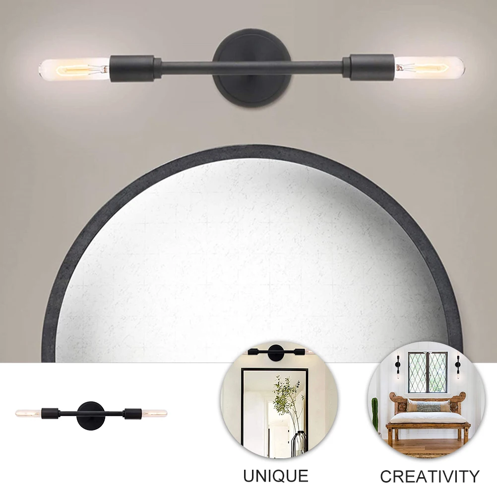 

Industrial Style Double Wall Black 2 Light Sconce Vanity Lamp Bathroom Sconces Modern Minimalist Iron Wall Sconce For Porch