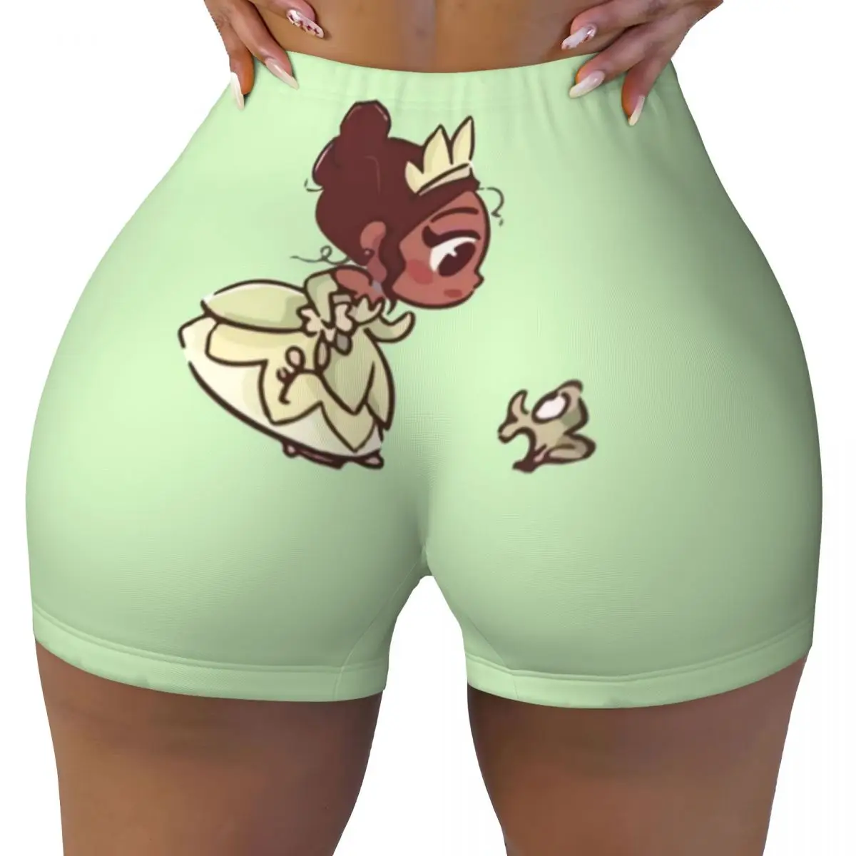 

Пользовательские принцессы Тиана часы Лягушка Гавайский волейбол байкерские тренировочные шорты для женщин спортивный тренажерный зал Йога шорты