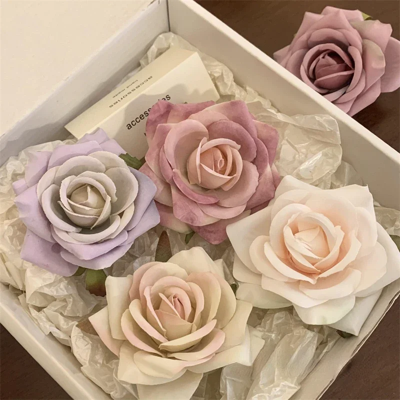 YHJ NEW Rose Lover Hair Clips Beach Simulated Flowers Hairpin Medium Size Hair Clip Summer Hair Accessories for Women Girls