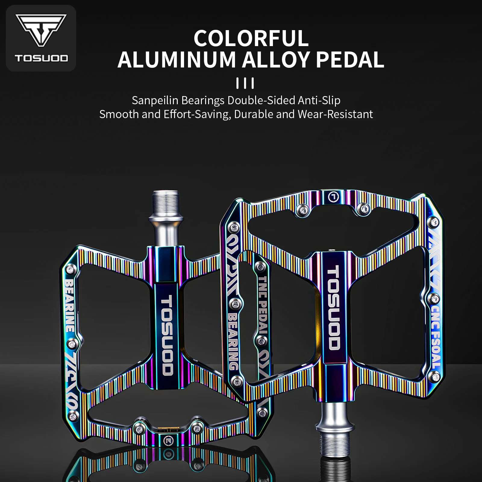 

TOSUOD Bicycle Pedals 3 Bearings Anti-slip Waterproof Bike Pedals for MTB Road Bike Personality Cycling Accessories