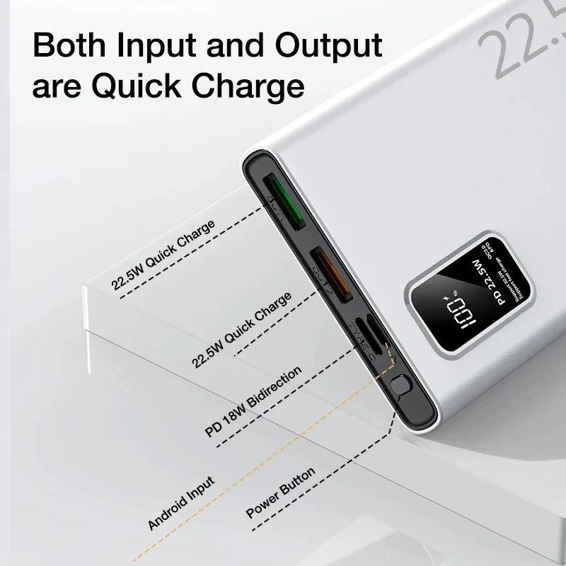 New model hot sale Bidirectional quick charge QC3.0 PD22.5w 3 output double input 20000mah Super fast charge power bank 10000mah