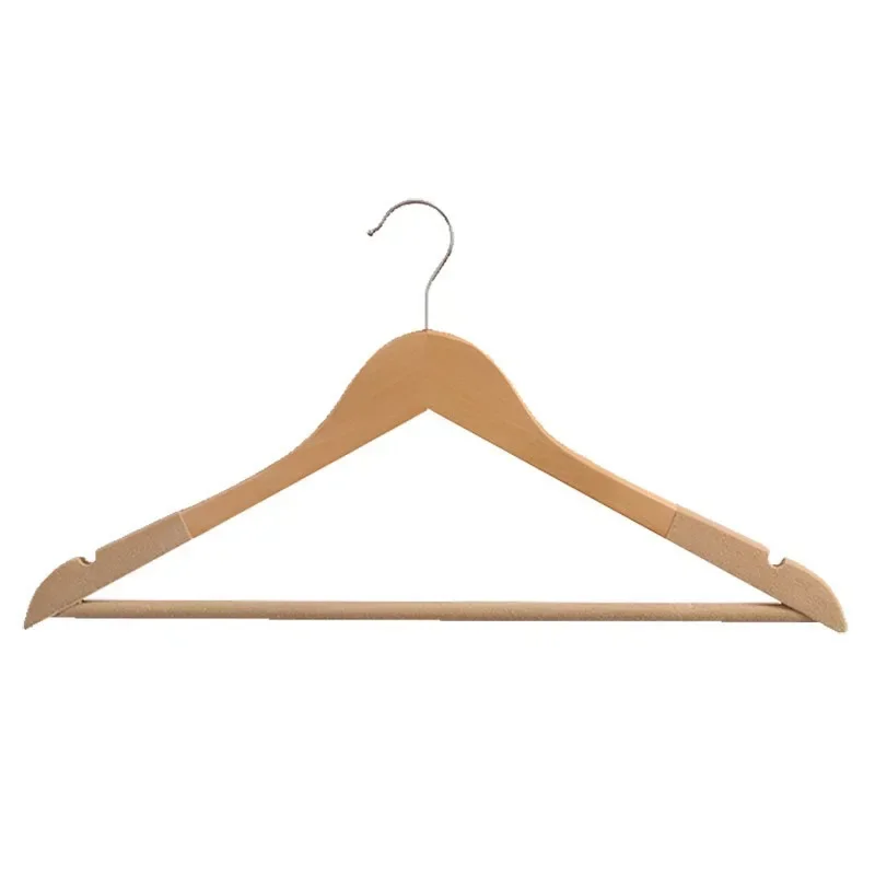 Flocking solid wood hangers, non-slip and non-trace, home clothes hangers, wooden clothes hangers, clothing stores, hotels