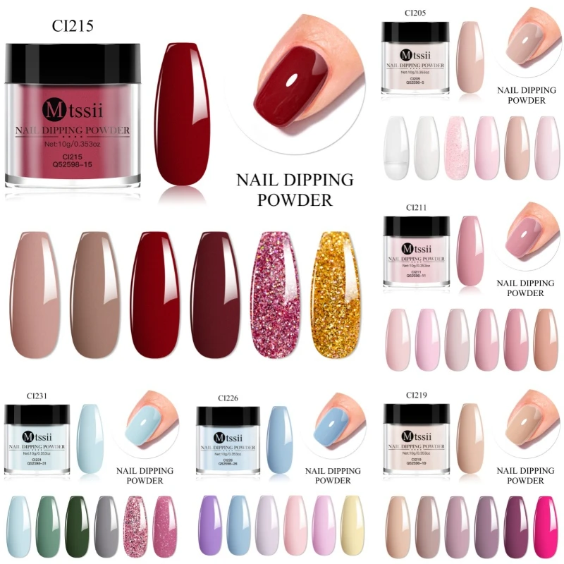 11 unids/set de polvo para inmersión de uñas, secado Natural sin lámpara, decoración artística de uñas DIY, brillo rojo rosa desnudo, suministros de uñas de larga duración