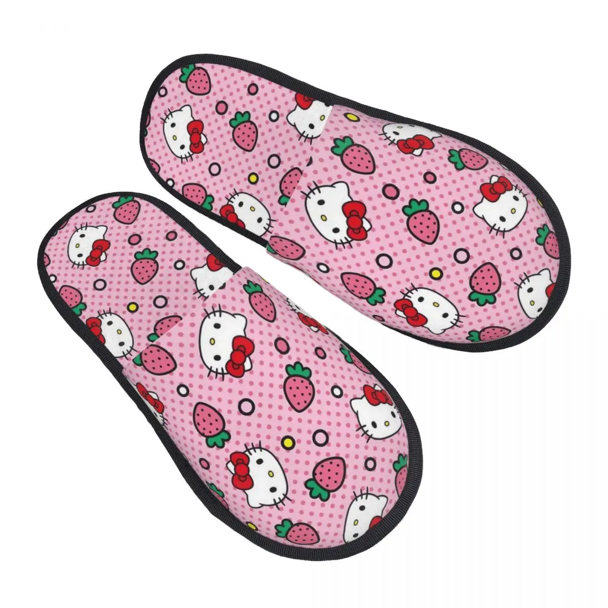 

Милые мультяшные плюшевые тапочки для спальни, розовые, Hello Kitty, уютные шлепанцы из пены с эффектом памяти, противоскользящие