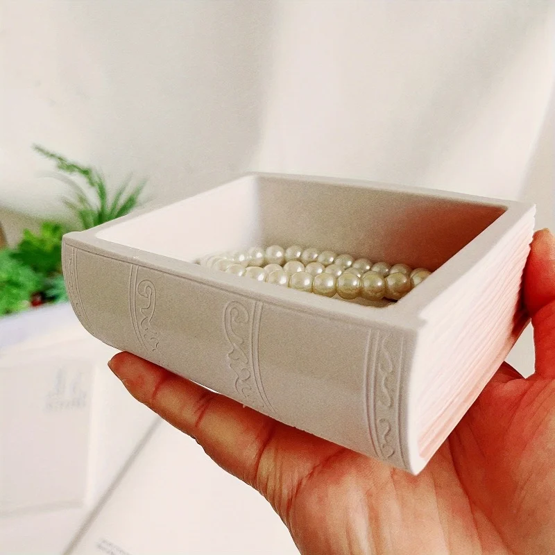 DIY Book Jewelry Box Silicone Molds Gypsum Candle Decoration Notebook Storage Jar with Lid Ornament Resin Mold Home Handicrafts