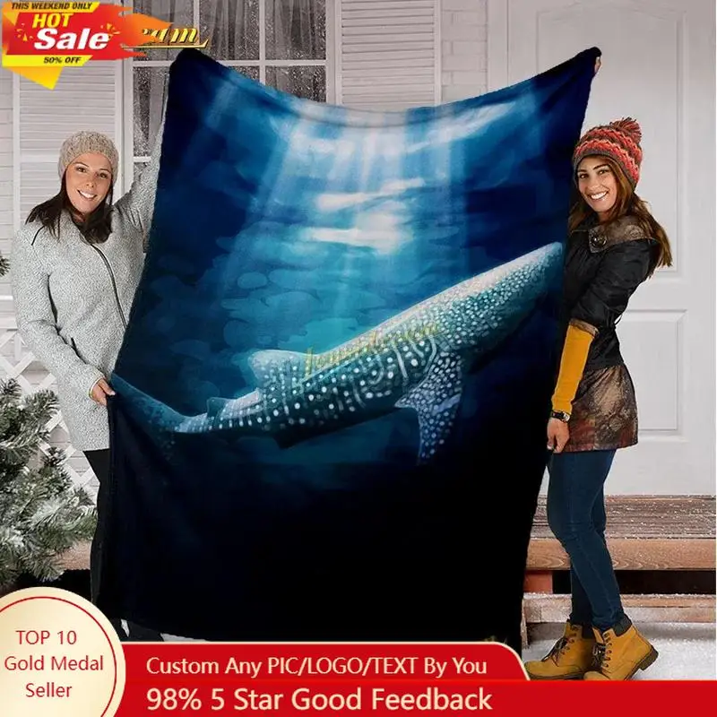 Whale Shark Blanket Soft Warm Throw Fleece Blanket Shark Sheet Bedspread Sofa Throw Light Thin Mechanical Wash Flannel Blankets