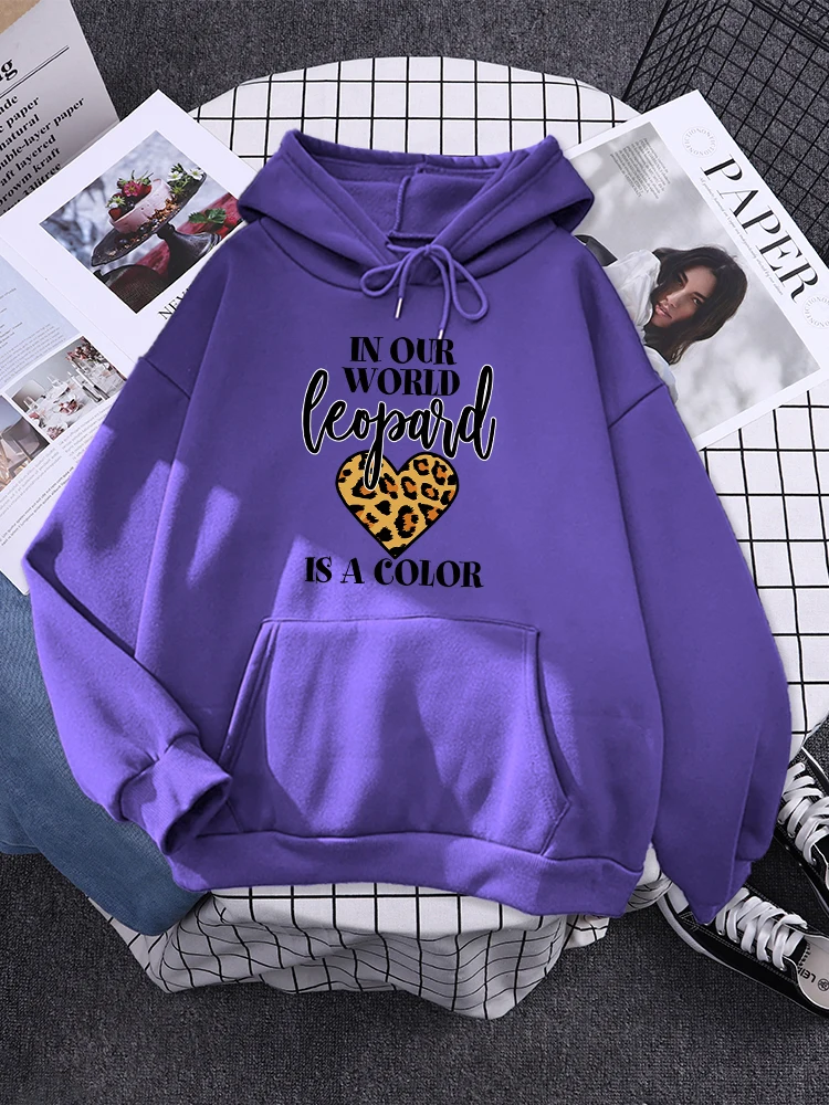 In Our World Leopard Is A Color Print Clothes Woman Hip Hop Sport Hoodies Casual Fashion Sweatshirt Fleece Loose Female Hoody