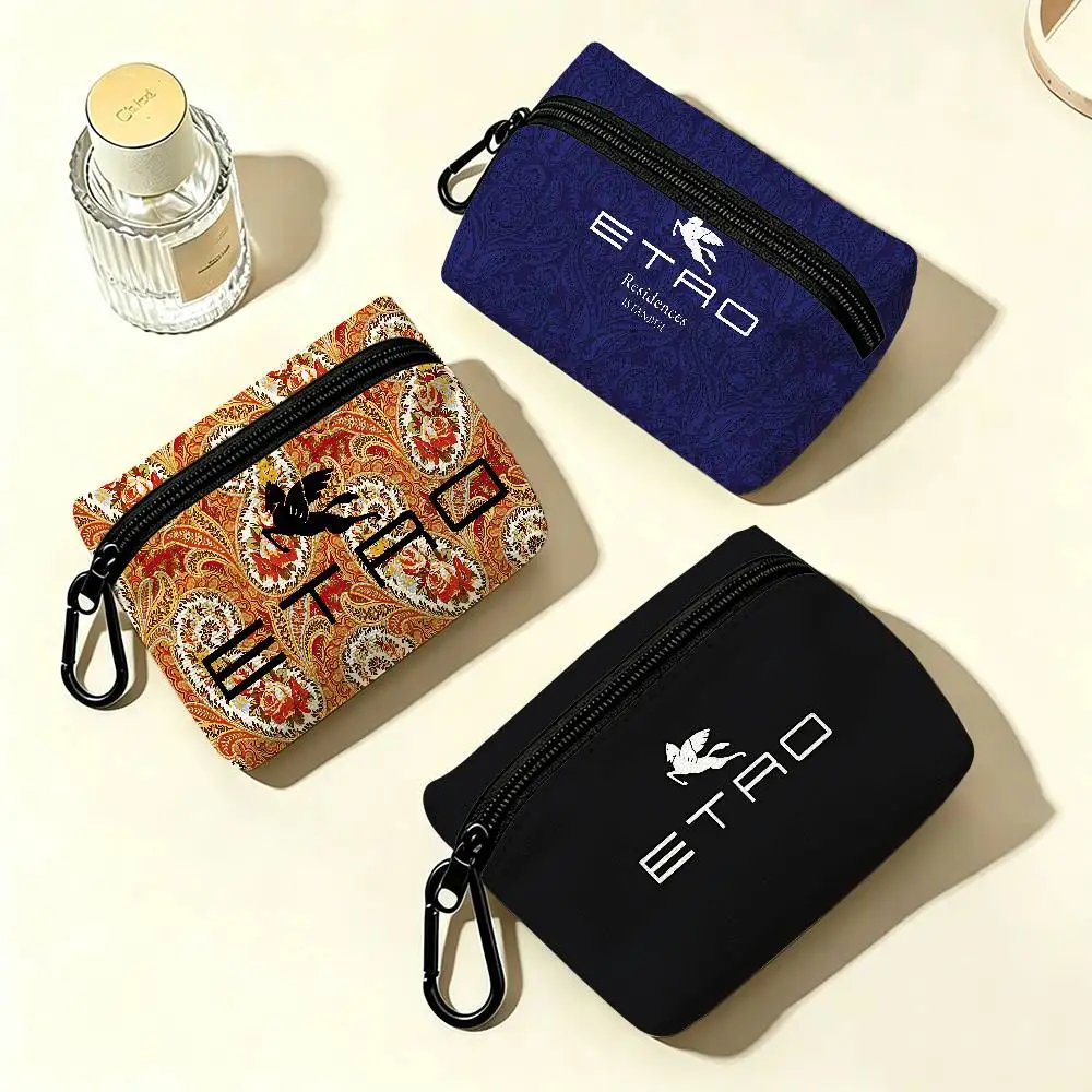 Brand E-Etro Daily Carry Oxford Fabric Small Coin Purse Multi-use Storage Pouch For Keys Cards Coins