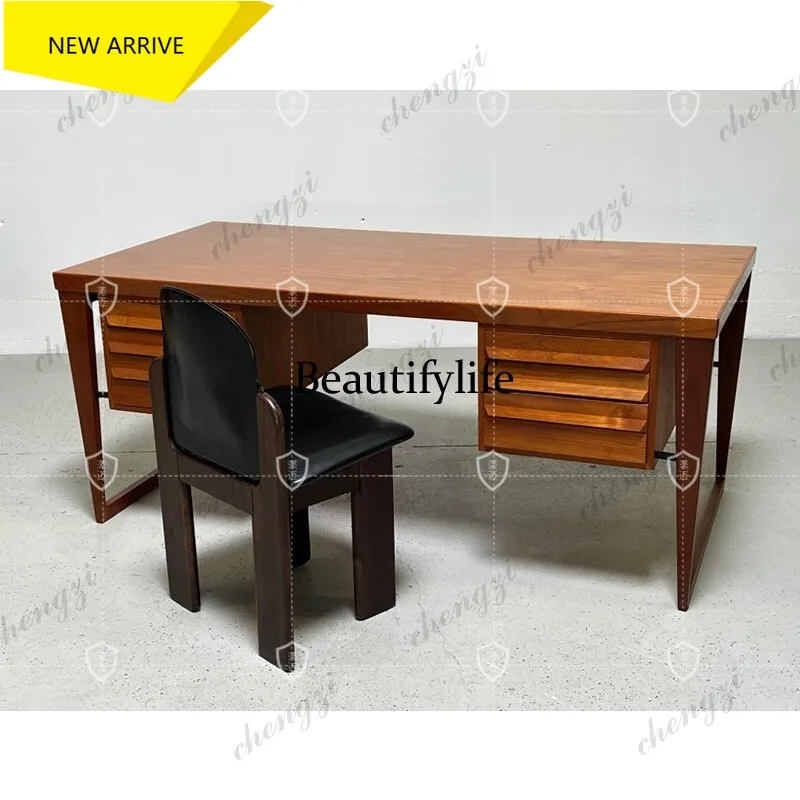 D132 Medieval solid wood desk writing desk Nordic teak desk rose wood