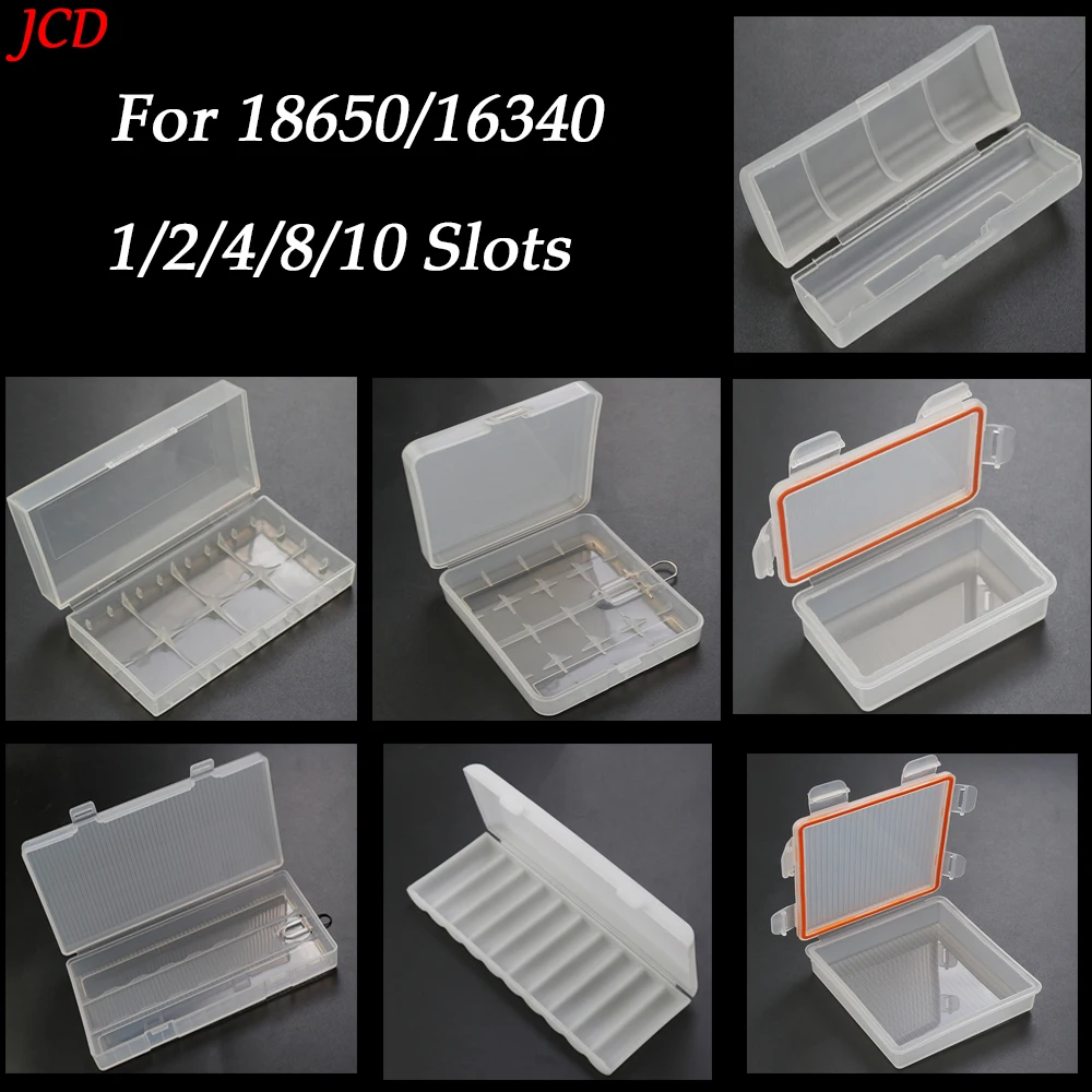 

1/2/4/8/10 Slot Transparent Plastic Battery Storage Box for AAA/AA/18650 Hard Container Holder Case Organizer Box Accessories