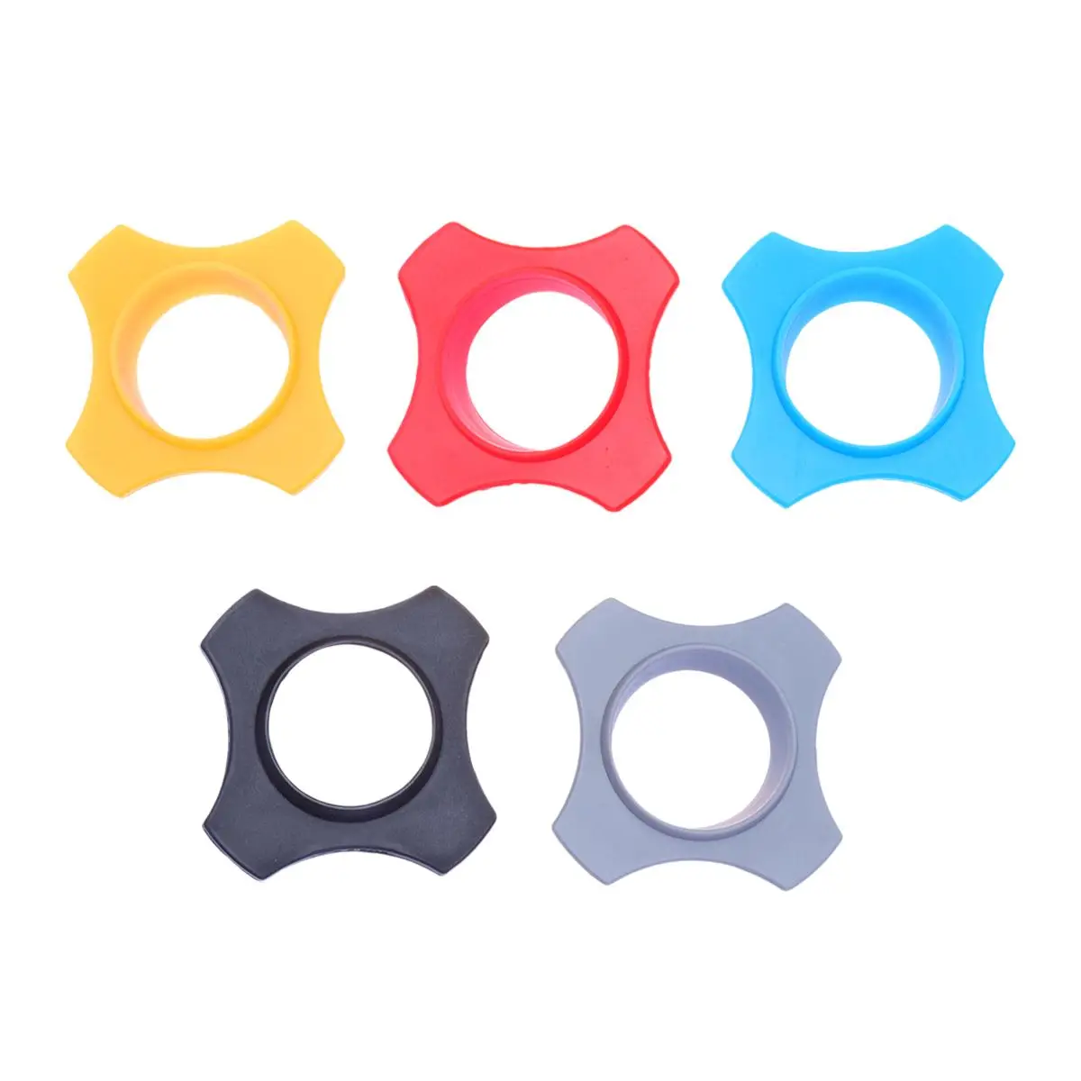 5pcs Microphone Silicone Stand Skidproof Circle Mic Anti-slip Ring KTV Replacement (Orange Blue Black Gray and Red One for