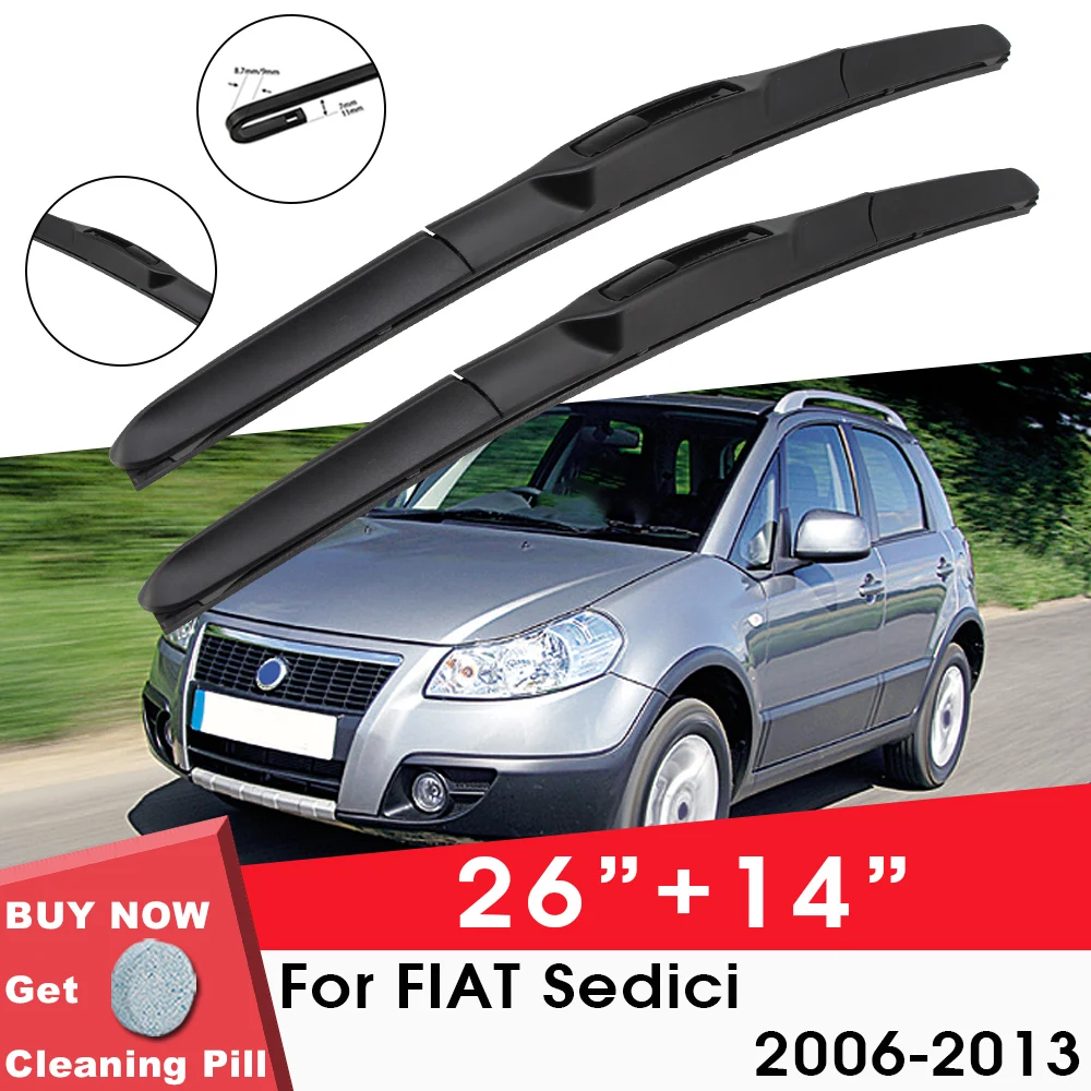 

Car Wiper Blade Front Window Windshield Rubber Silicon Refill Wipers For Fiat Sedici 2006-2013 LHD RHD 26"+14" Car Accessories