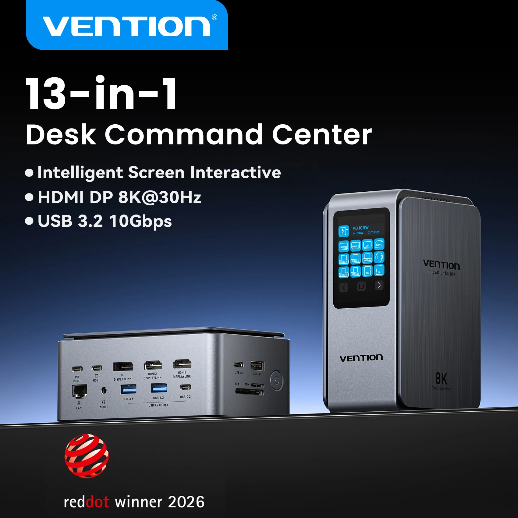 Vention Smart Screen 13 in 1 8K@30Hz USB C MST Docking Station Hub Triple Monito USB 3.2 10Gbps for MacBook Pro Windows Laptop