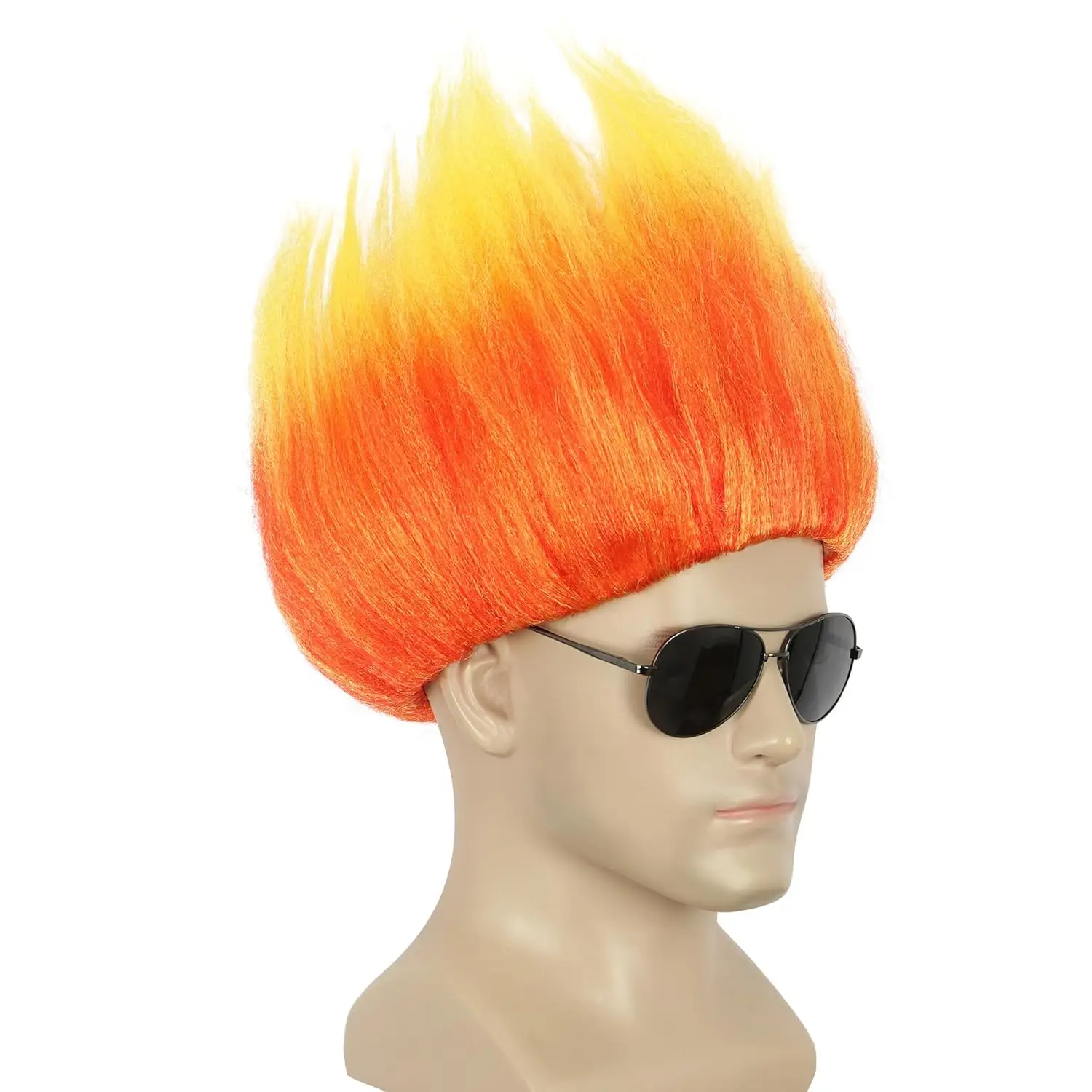 Parrucca corta arancione Parrucca anime appuntita Parrucca a forma di fiamma Halloween Cosplay Parrucche per costumi arrabbiati Uomo Donna