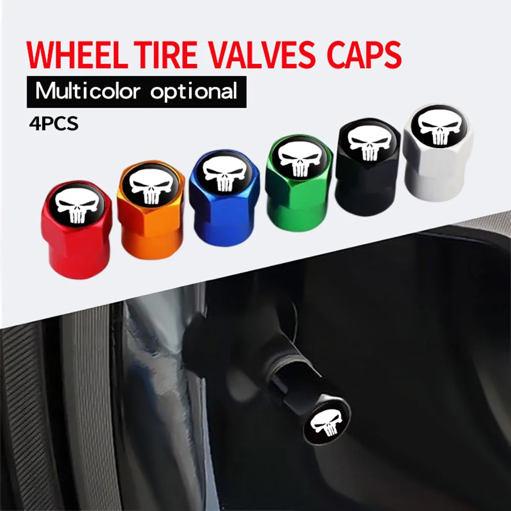 

4Pcs Skull Car Wheel Tire Valve Stem Caps Airtight Dust Proof Covers Universal Tire Air Valve Caps for Cars, Trucks, Bicycles