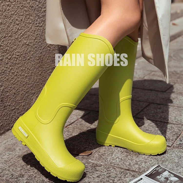 

Women's Long Tube Rain Boots Fashionable Waterproof Non-Slip Indoor Outdoor Work Boots Thickened EVA Tube Polyester Fiber